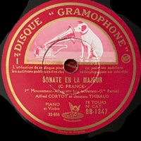 Disque Gramophone : Cortot - Frank Violin Sonata